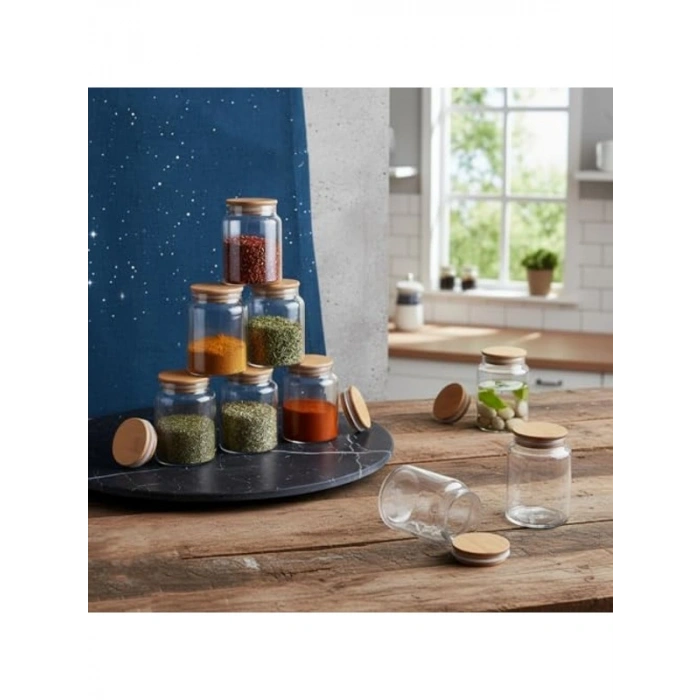 Bambu Kapaklı Borosilikat Cam Kavanoz, Sızdırmaz 800ML