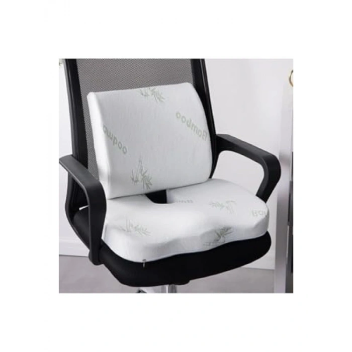 Bambu Kılıflı Rahat Oturma Minderi ve Sırt Yastığı Seti