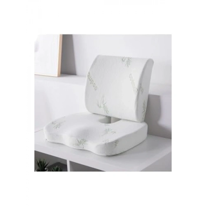 Bambu Kılıflı Rahat Oturma Minderi ve Sırt Yastığı Seti