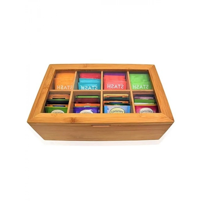 Bambu Organizer, Mıknatıslı Kapaklı Çay Kutusu