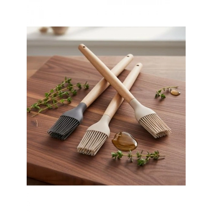 Bambu Saplı Silikon Fırça, Uzun 27 cm, 3 Renk Seçenekli