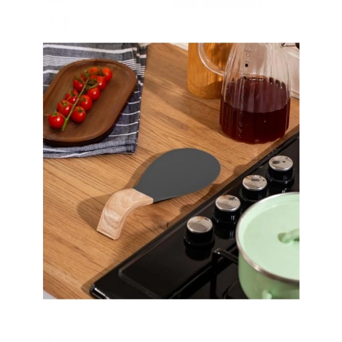 Bambu Saplı Silikon Kaşıklık Altlığı, Kirli Kepçe ve Kaşık Nihalesi