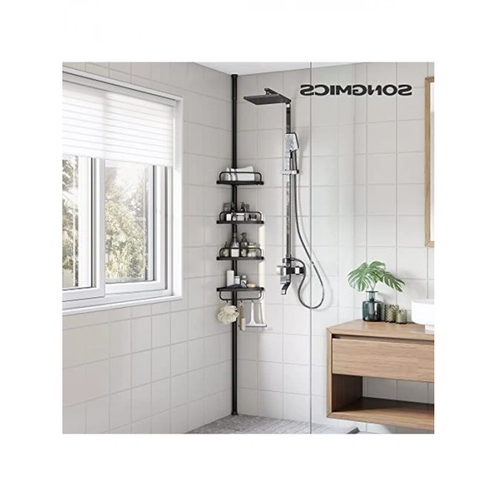 Banyo Düzenleyici 4 Katlı Duş Rafı, 85-305 cm Ayarlanabilir