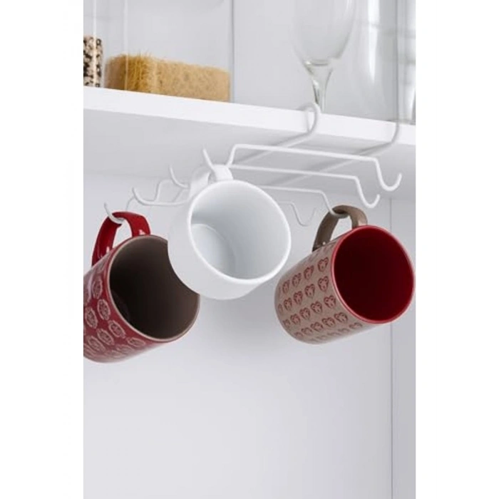 Banyo için Krom Metal Fincan Askısı, 10 Kancalı Şık Tasarım