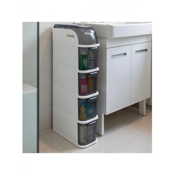 Banyo ve Mutfak için 4 Çekmeceli Tekerlekli Organizer Dolap, 95x20x38.5 cm