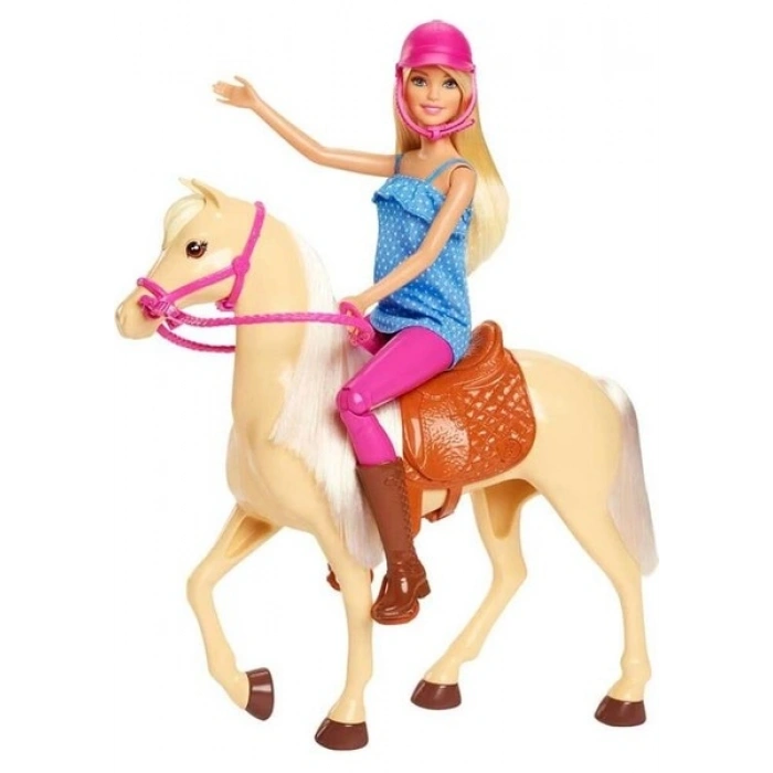 Barbie ve Güzel Atı Oyun Seti Sarışın Bebekli FXH