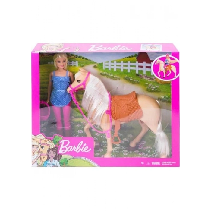 Barbie ve Güzel Atı Oyun Seti Sarışın Bebekli FXH