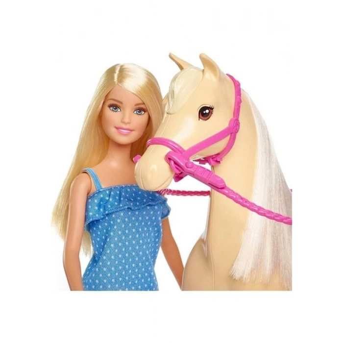 Barbie ve Güzel Atı Oyun Seti Sarışın Bebekli FXH