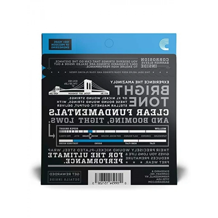 Bas Gitar Tel Seti, Nickel, 45-105 Ölçüsü, Long Scale