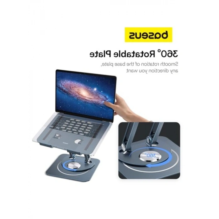 Baseus Ayarlanabilir Dizüstü Bilgisayar Standı, 360 Derece Dönebilen Ayarlanabilir Dizüstü Bilgisayar Standı (Üç Katlı Versiyon) MacBook Air Pro, Dell XPS, HP vb. için Ergonomik Katlanabilir Stand