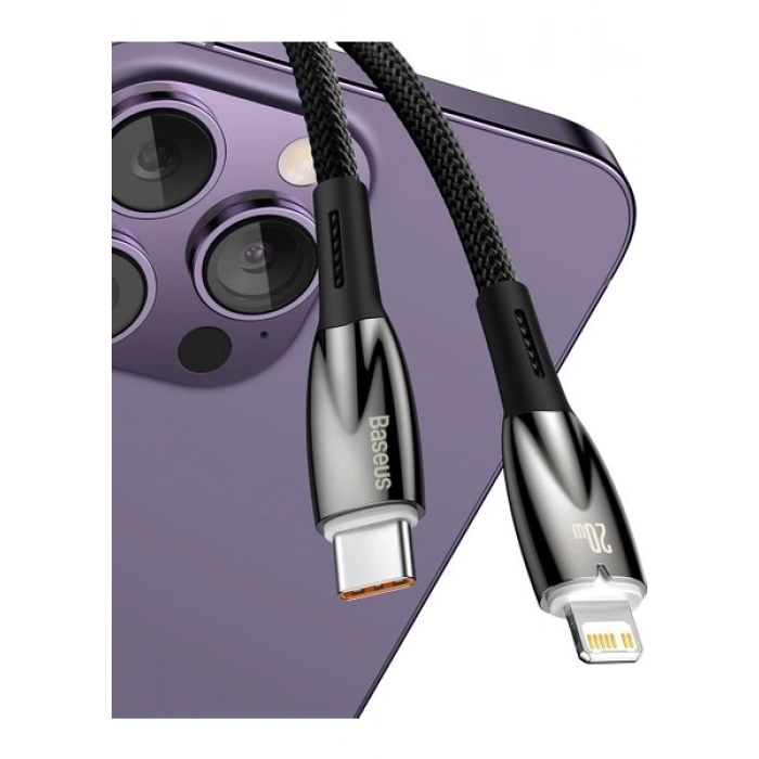 Baseus Glimmer Series 20W 100 cm Type-C To Lightning Şarj Kablosu Siyah