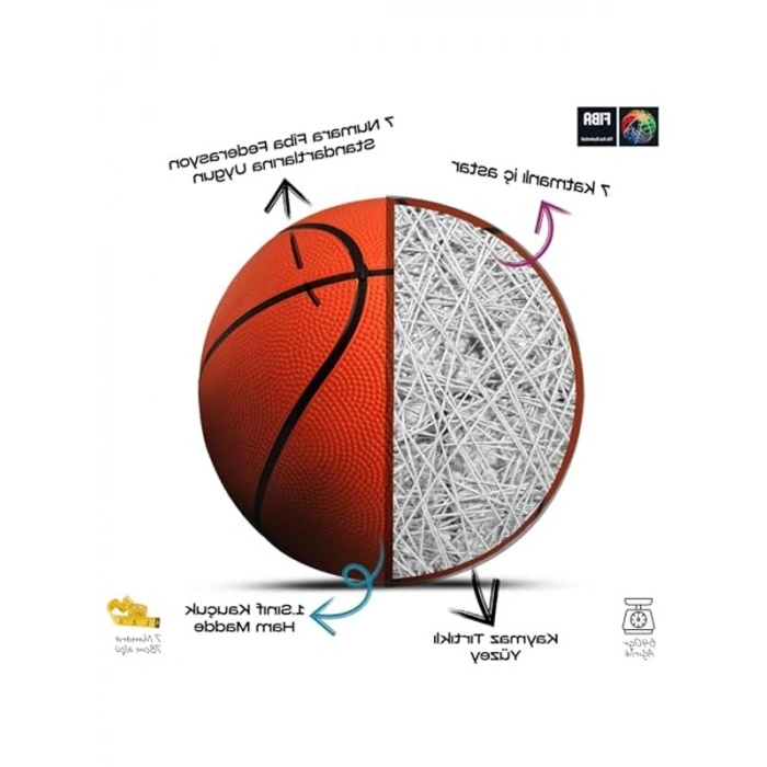 Basketbol Topu İç ve Dış Mekan Uyumlu 7 Numara Maç ve Antrenman Topu (Pompa Hediyeli)