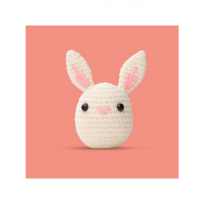 Başlangıç Seviyesi Amigurumi Tavşan Örgü Seti, El Yapımı Oyuncak