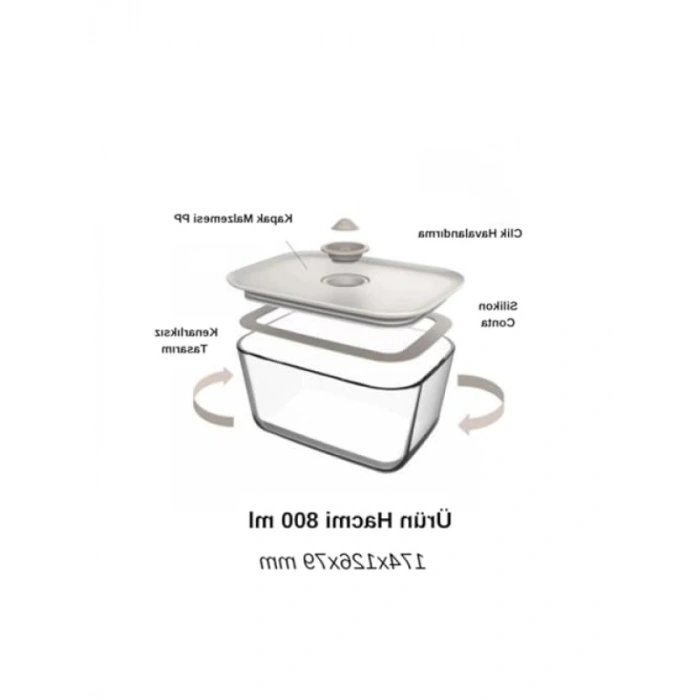 Bej Renk Dikdörtgen Saklama Kabı - 800 ml Kapasite