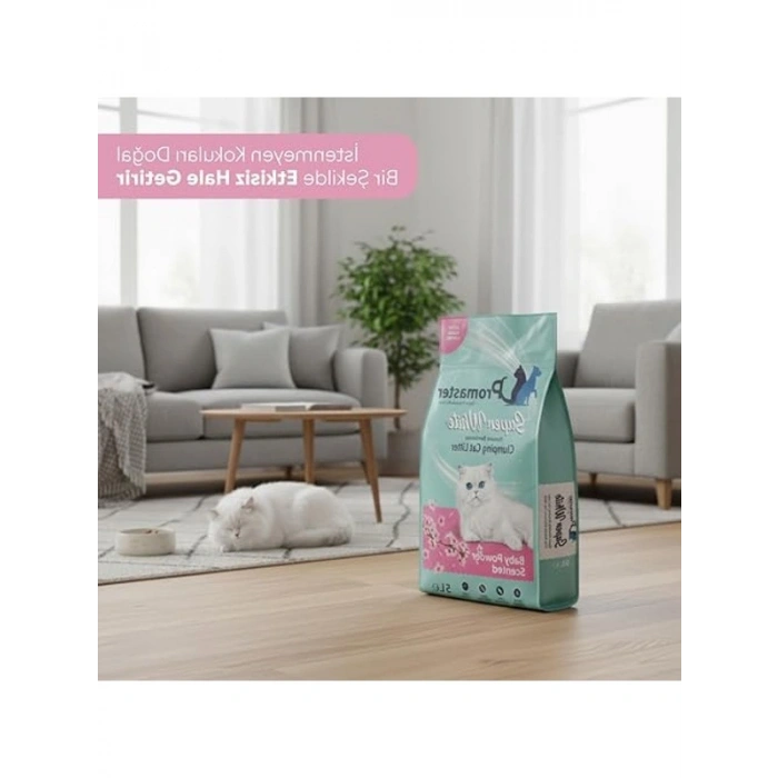 Bentonit Topaklanan Kedi Kumu 5 Lt Bebek Pudrası Kokulu