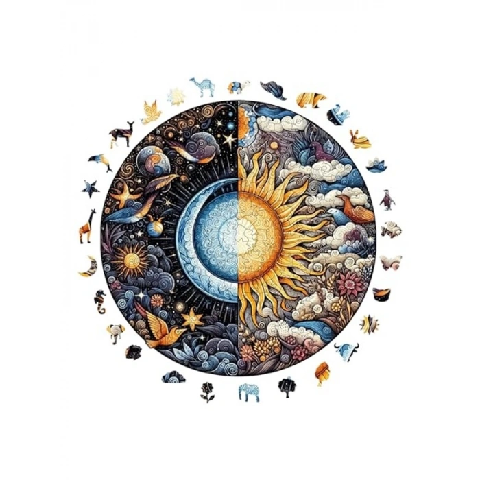 Benzersiz şekilli parçalarla ahşap puzzle, 252 parça