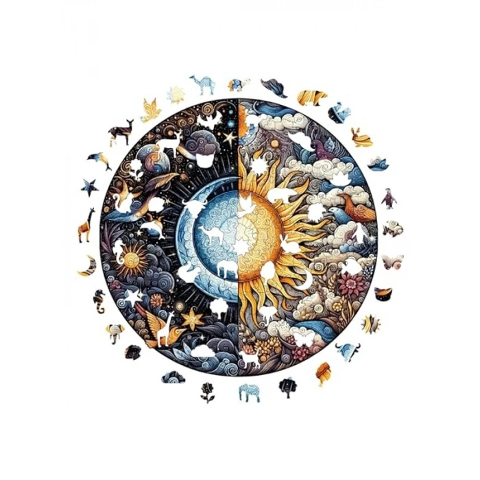 Benzersiz şekilli parçalarla ahşap puzzle, 252 parça