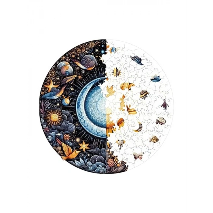 Benzersiz şekilli parçalarla ahşap puzzle, 252 parça