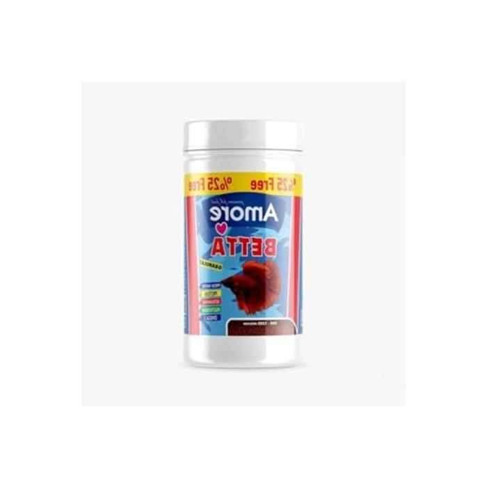 Beta balıklar için 125 ml granulat yem ve vitamin içeren besin