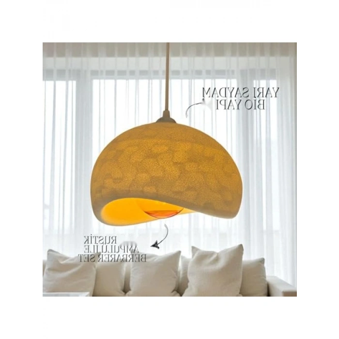 Beton Görünümlü Tekli Sarkıt Avize - Bohem & İskandinav Tasarım