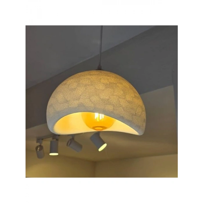 Beton Görünümlü Tekli Sarkıt Avize - Bohem & İskandinav Tasarım