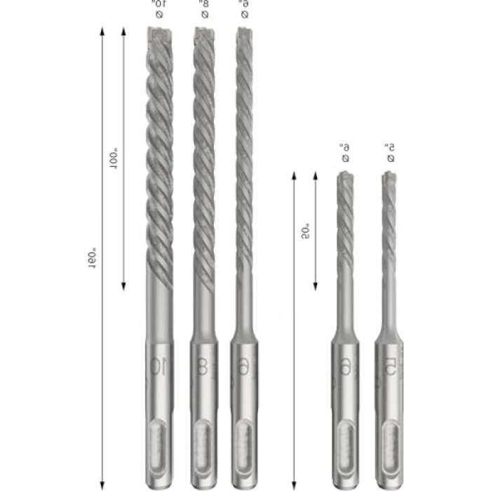 Beton İçin Yüksek Kaliteli SDS Plus Aksesuar Seti (5 Adet)
