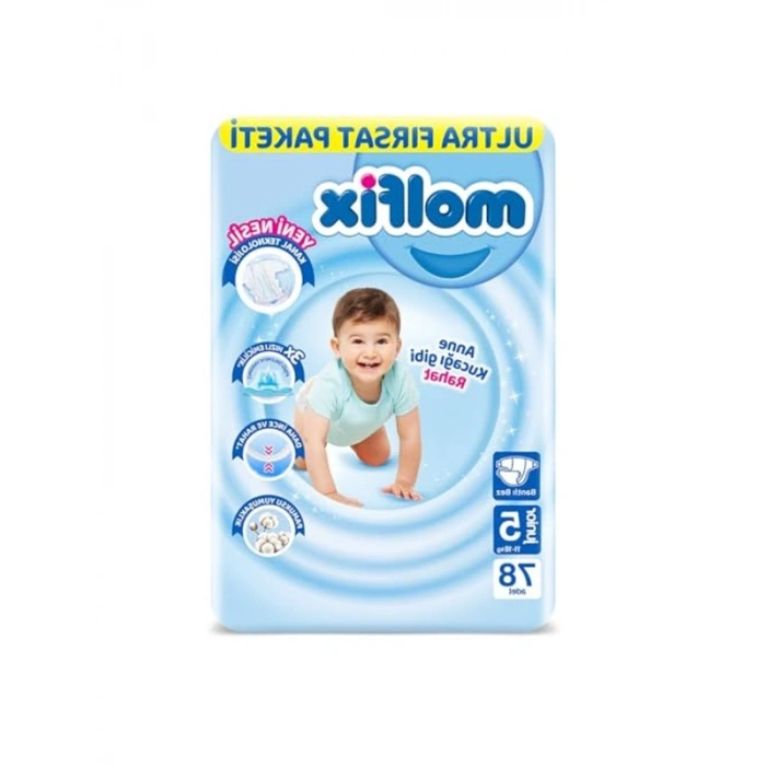 Beyaz 3D Junior Bebek Bezi, 5 Beden, Aylık Paket 78 Adet