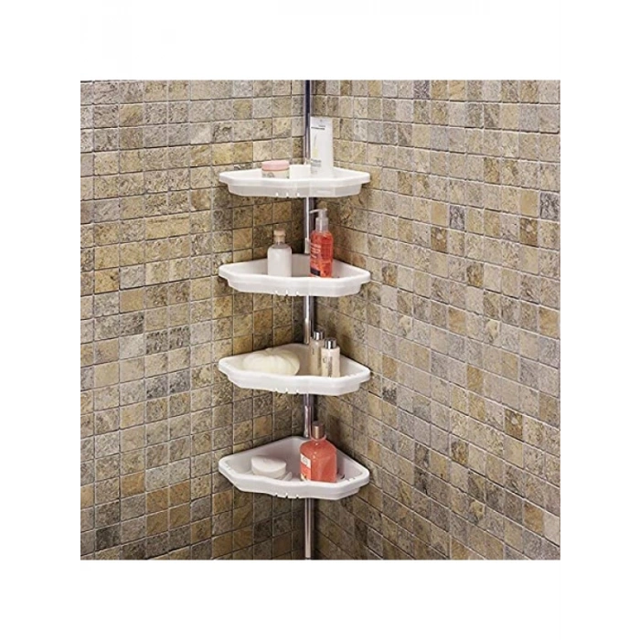 Beyaz Aluminyum Banyo Köşe Rafı