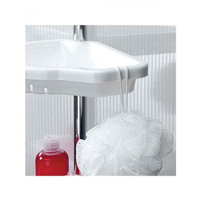 Beyaz Aluminyum Banyo Köşe Rafı