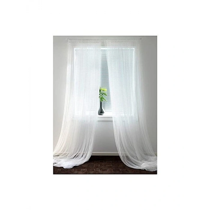 Beyaz Çift Perde, 280 cm x 300 cm Ölçüleri ile Şık Görünüm