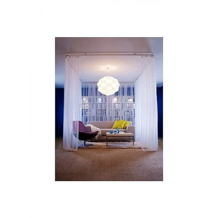 Beyaz Çift Perde, 280 cm x 300 cm Ölçüleri ile Şık Görünüm