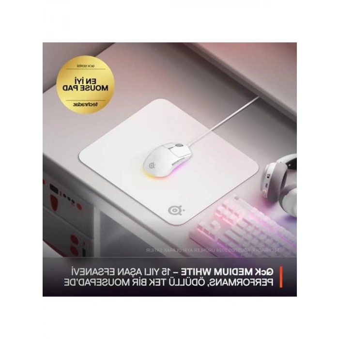 Beyaz Gaming Mousepad, Orta Boy Oyun Performansı İçin