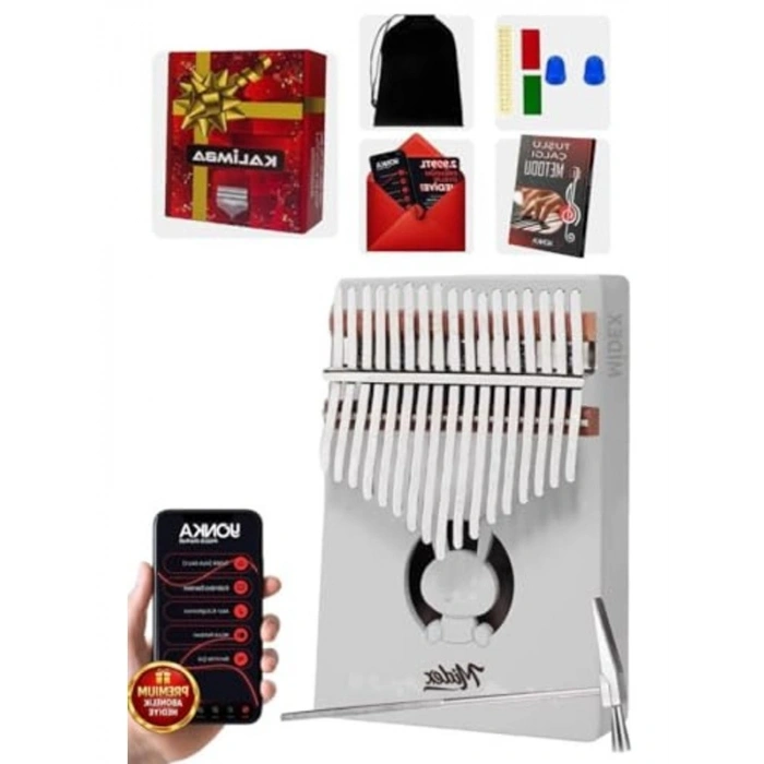 Beyaz Gerçek Ağaç 17 Tuşlu Kalimba Seti, Müzik Eğlencesi İçin Ideal