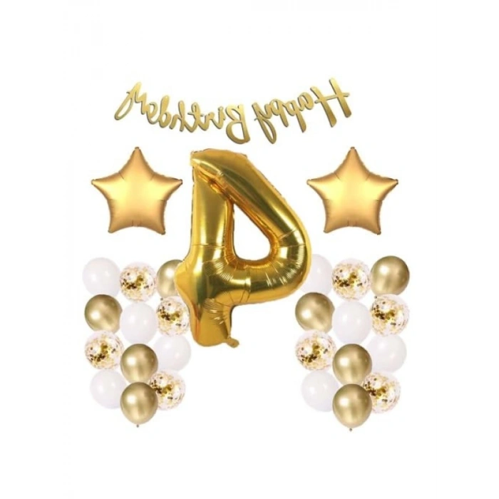 Beyaz Gold Konsept Doğum Günü Kutlama Seti