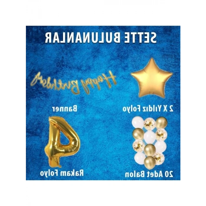 Beyaz Gold Konsept Doğum Günü Kutlama Seti