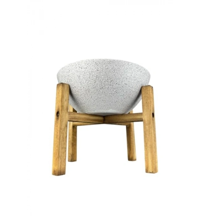 Beyaz Granit 4 Ayaklı Toprak Saksı 20 cm Çap