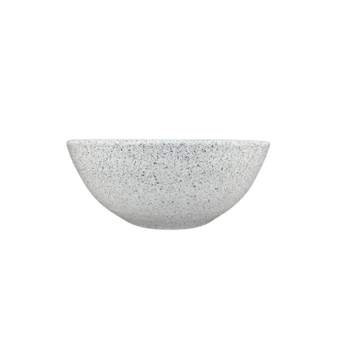 Beyaz Granit Toprak Saksı 20 cm Çap