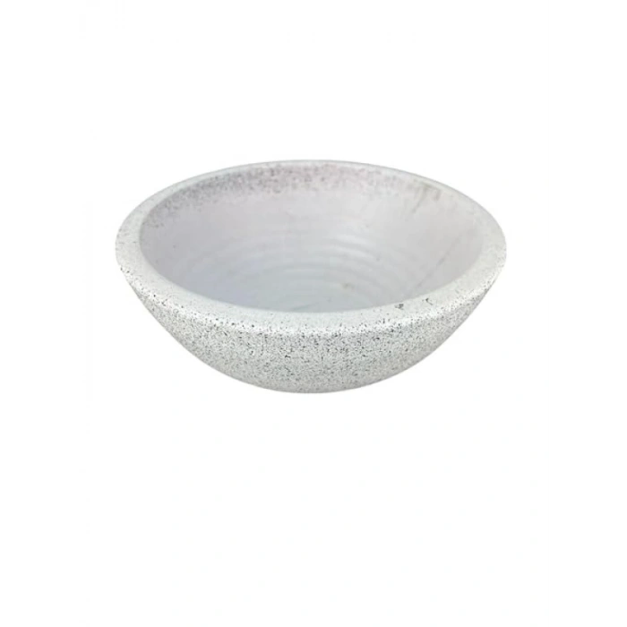 Beyaz Granit Toprak Saksı 20 cm Çap