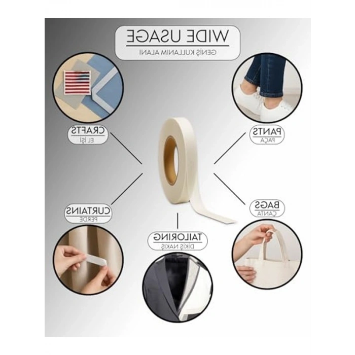 Beyaz Hayal Tela, 2 cm x 100 m Çift Taraflı Yapışkan