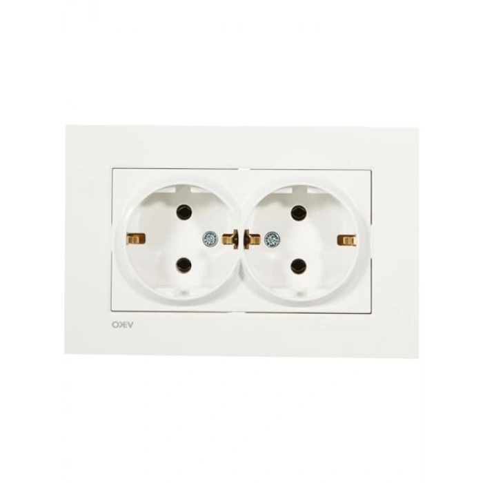 Beyaz İkili Topraklı Priz