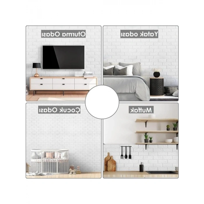 Beyaz Kendinden Yapışkanlı 3D Esnek Duvar Kağıdı Paneli - 70x23 cm