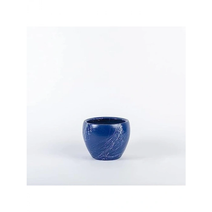 Beyaz Mermer Desenli Mavi Kaktüs Saksısı, Şık Tasarım