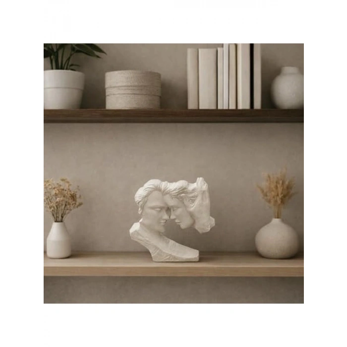 Beyaz Minimalist Aşıklar Heykeli, Modern Dekoratif Biblo