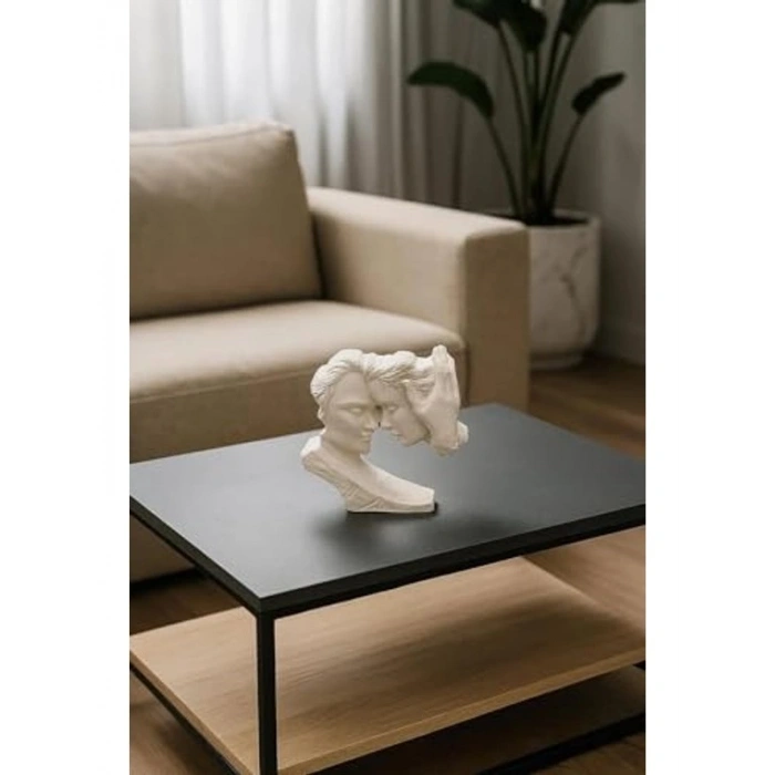 Beyaz Minimalist Aşıklar Heykeli, Modern Dekoratif Biblo