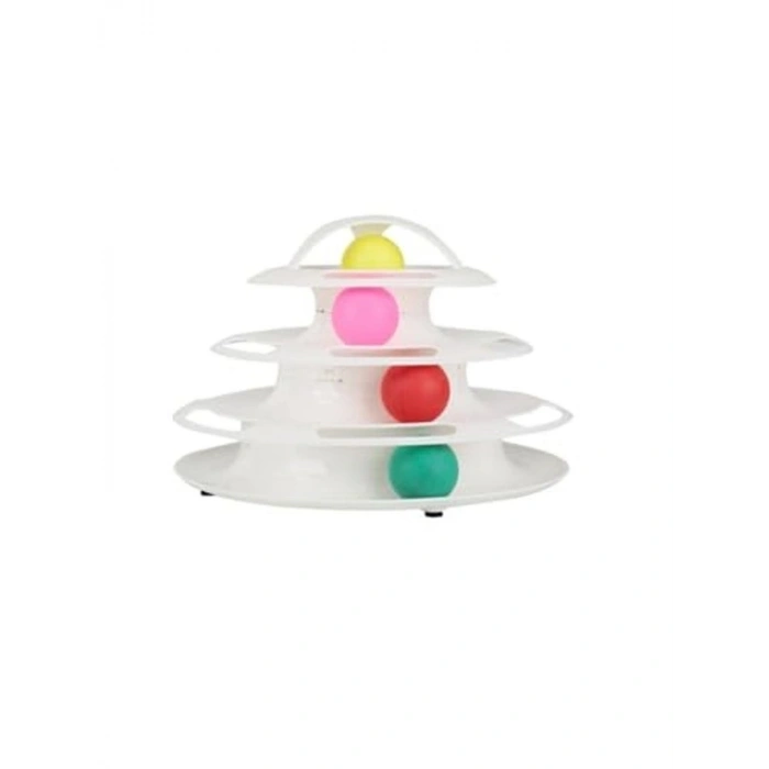 Beyaz Renkli 24 x 13 cm Boyutunda 4 Katlı Tüylü Kedi Oyuncağı