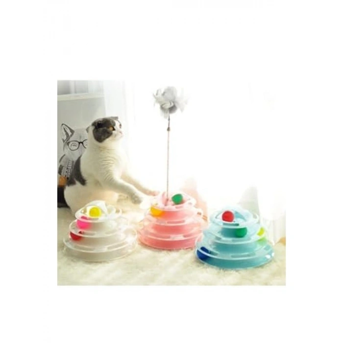 Beyaz Renkli 24 x 13 cm Boyutunda 4 Katlı Tüylü Kedi Oyuncağı