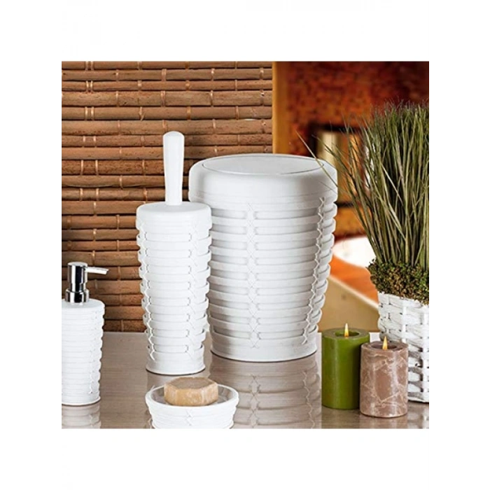 Beyaz Renkli Kapaklı Çöp Kovası