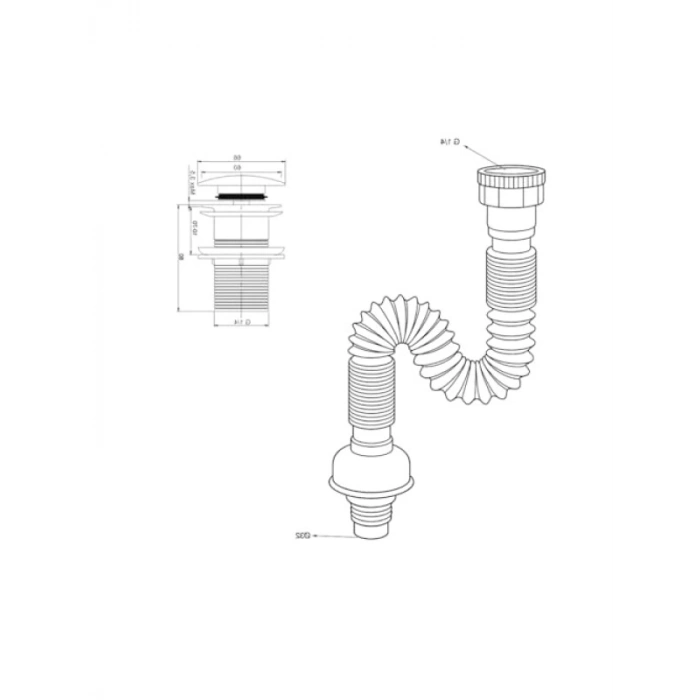 Beyaz Seramik Başlıklı Pop-up Lavabo Sifonu - KSF103-W