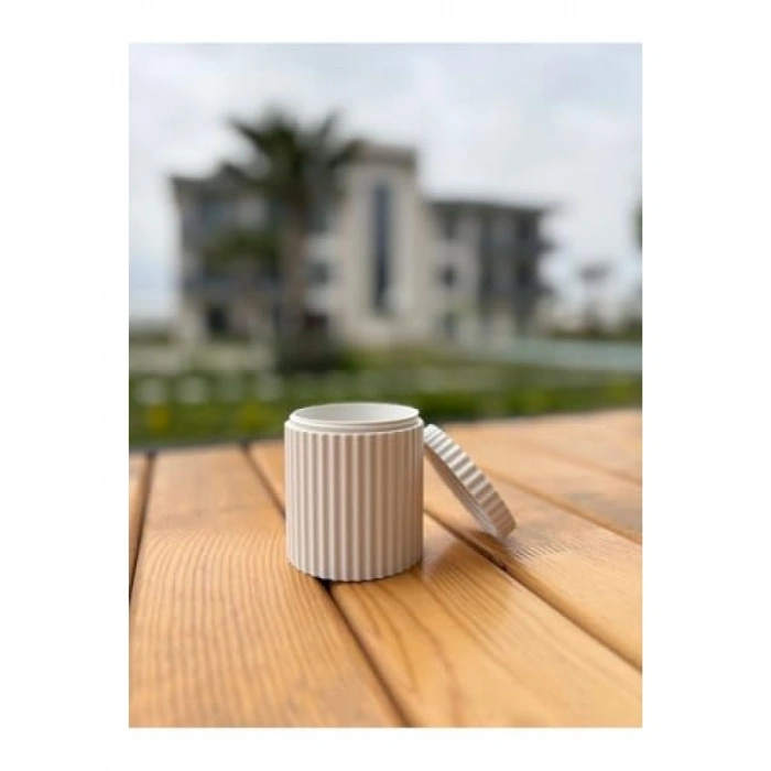 Beyaz Silindir Makyaj Pamuğu Kutusu