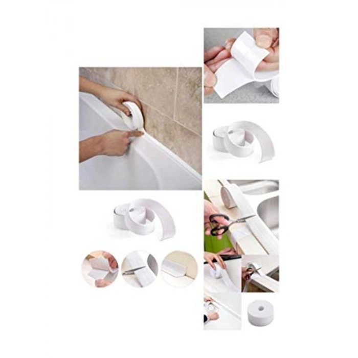 Beyaz Su Sızdırmaz Kenar Lavabo Bandı, 3.2 Metre Uzunluğunda